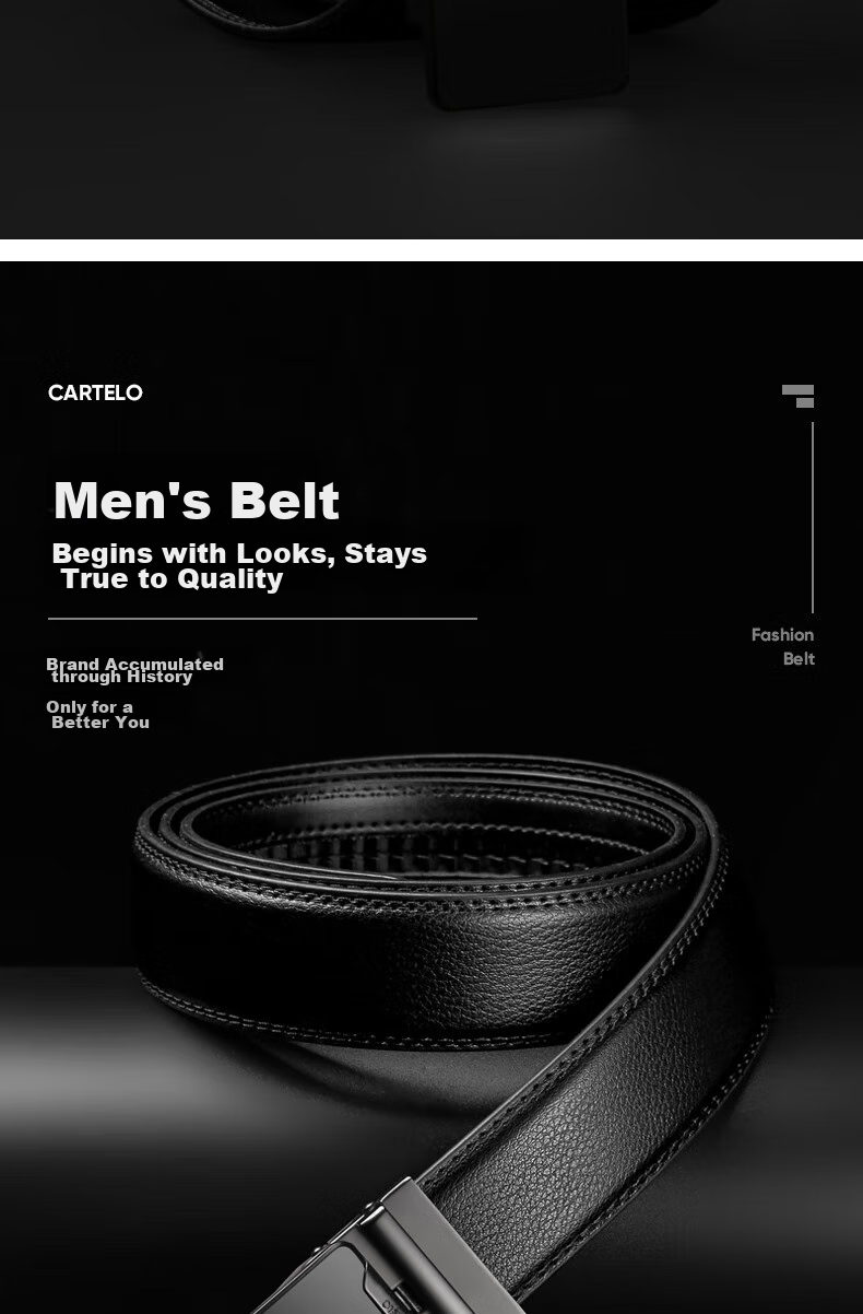 CARTELO Men's Automatic Buckle Belt, Business Casual Style Cowhide Waistband, Gift for Boyfriend, Husband Or Father 3