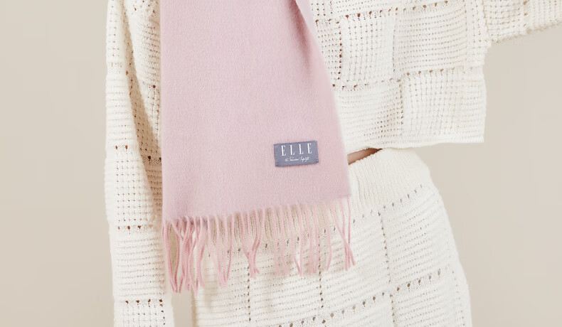 ELLE [Gift Box] 100% Wool Scarf for Women, Double-Sided Autumn And Winter Thick Warm Shawl Neck Wrap Gift Mid-Autumn Festival 24