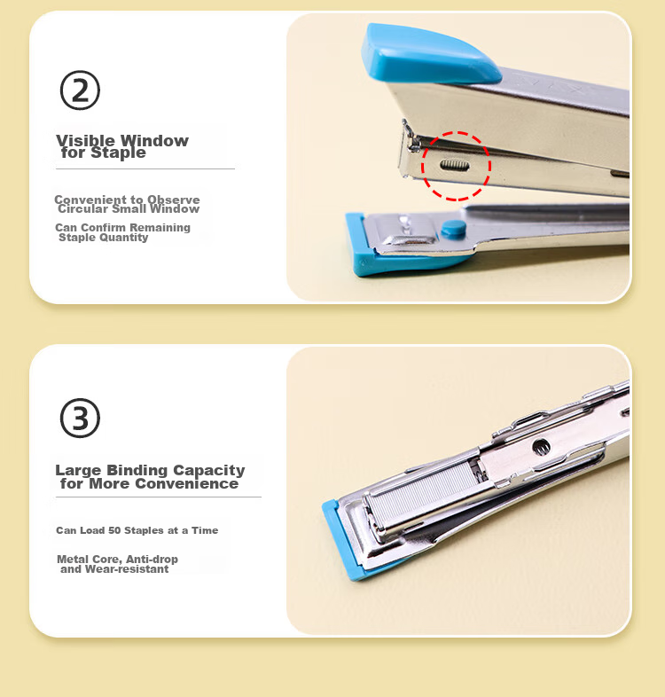 MAX Meikesi HD-10 Compact Low-Effort Stapler for Students And Office Use, Portable Stapler with Staple Remover, Can Staple 2-20 Pages, Compatible with No.10 Staples, Orange 6