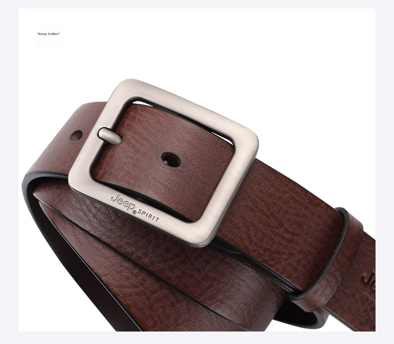 JEEP SPIRIT Men's Belt with Pin Buckle, Top-Grain Leather, Casual Business Trouser Belt, Birthday And Father's Day Gift for Young And Middle-Aged Me 18