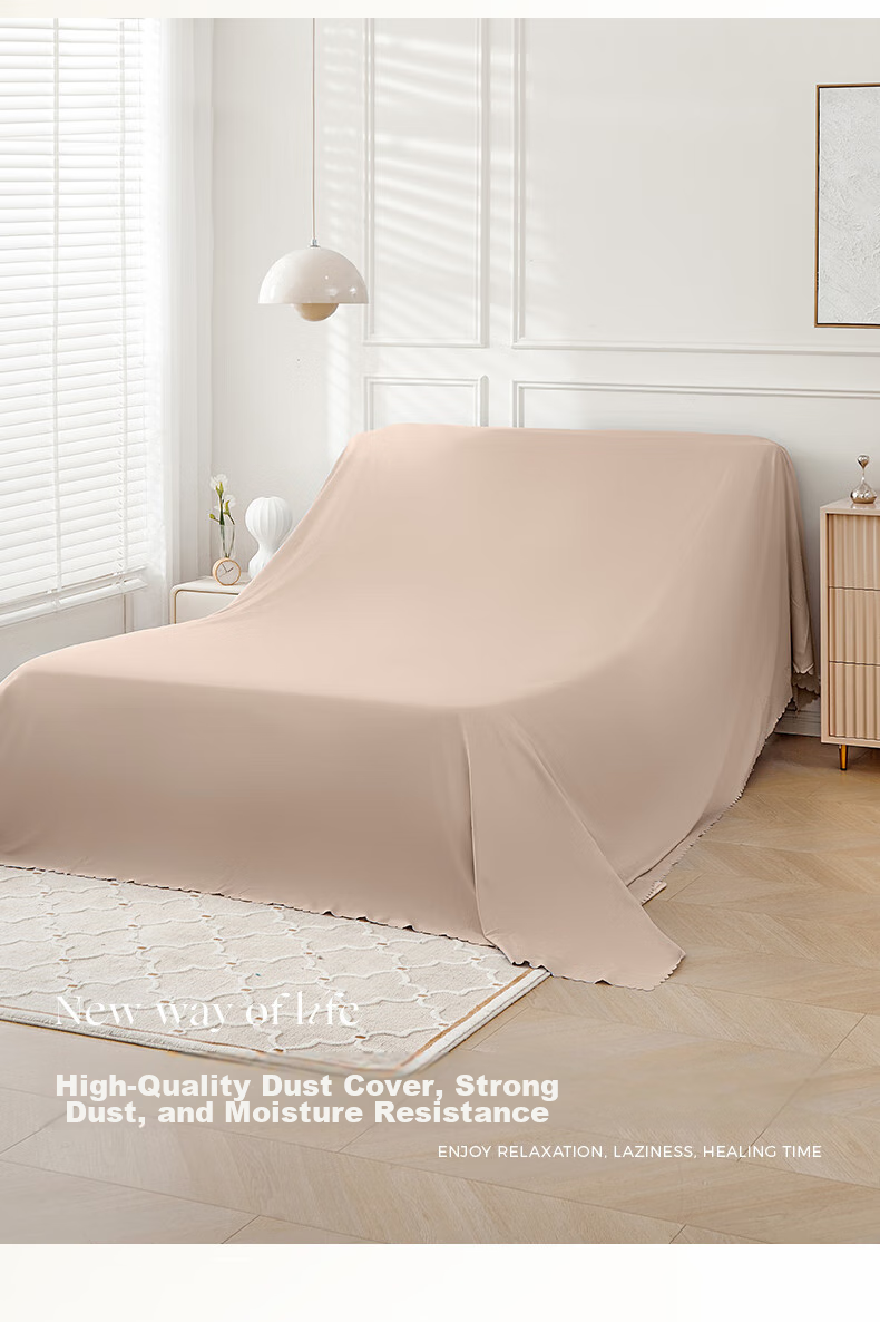 EACHY Home Dust Cover, Sofa Bed Dust Shield, Moving Protection Cloth, Protective Film, Bed Cover, Moisture-Proof Cover, Almond Powder 2