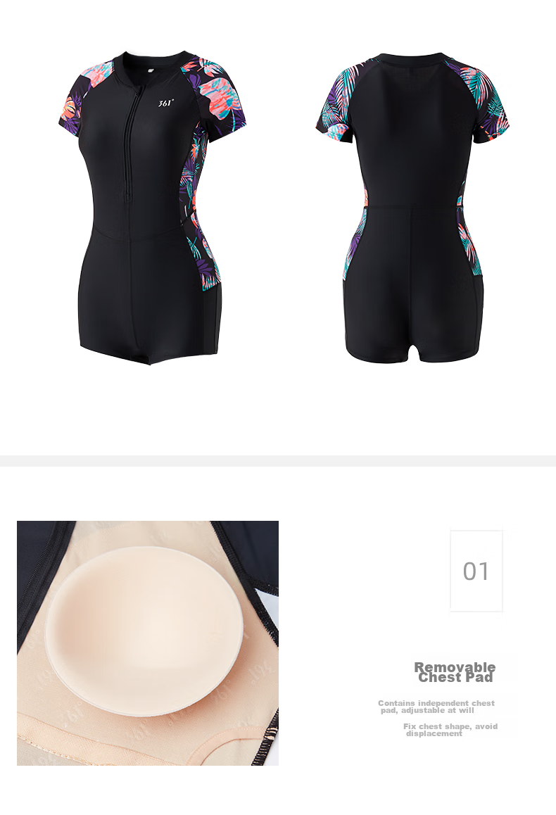 361° One-Piece Swimsuit for Women, Boyshort Style, Breathable, Quick-Drying, Professional Athletic, Conservative, Slimming, Suitable for Hot Springs And Beach Swimming 15
