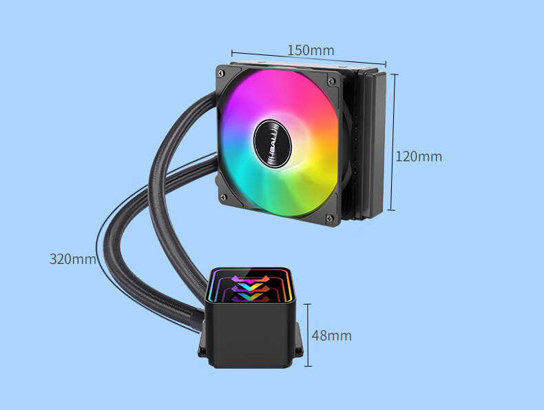 BUBALUS Lingshuang 120 All-In CPU Water Cooler (Iridescent Mirror Cold Head / Compatible with Intel LGA2011/AMD/Multi-Platform/PWM Temperature Control/Computer Fan) 11