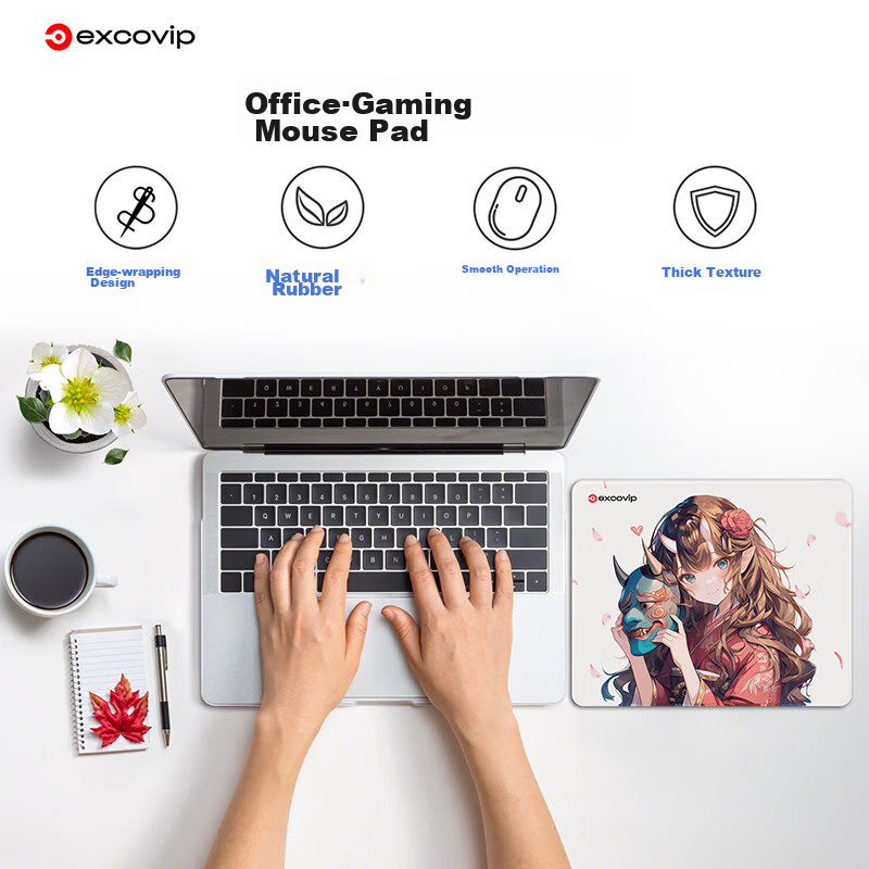EXCO Guimian Xianji Mouse Pad, Small Cartoon Anime Desk Mat with Locking Edge, Office Gaming Computer Small Pad, Portable And Convenient, 0239 7