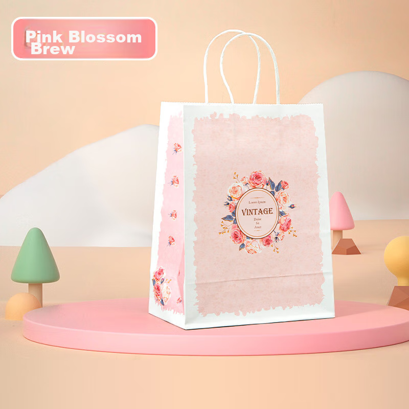 Ouliwen Gift Bags, Small Packaging Bags, Large Paper Bags for Gifts, Birthday Handbags, Children's Bags, Pink Floral Pattern, Pack of 10, 3C Digital Products, All-Net Low Price