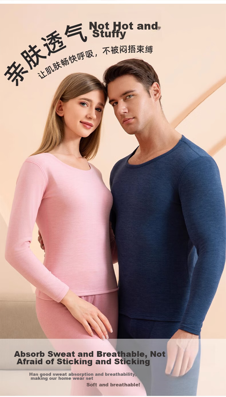 LangSha Women's Thermal Underwear, New Autumn And Winter 2026 Collection, Cashmere And Silk Blend, 7A Antibacterial Round Neck, Warm Base Layer Top And Bottom Set 12