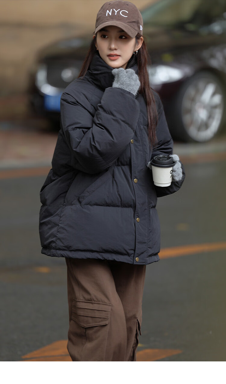 Dme [Light Warm Winter] Vintage Stand Collar 90% Duck Down Jacket for Petite Women, Warm Coat for Winter 34