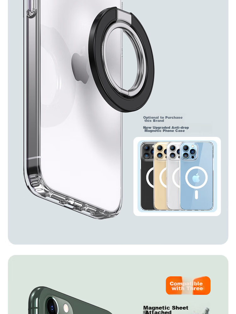 ESCASE Magnetic Phone Ring Holder for Apple IPhone 14 Pro And Huawei Mate 50, IPad Desktop Stand, MagSafe Compatible, Metal Alloy, Rotatable And Detachable, White DMF-02 Upgraded Versio 12