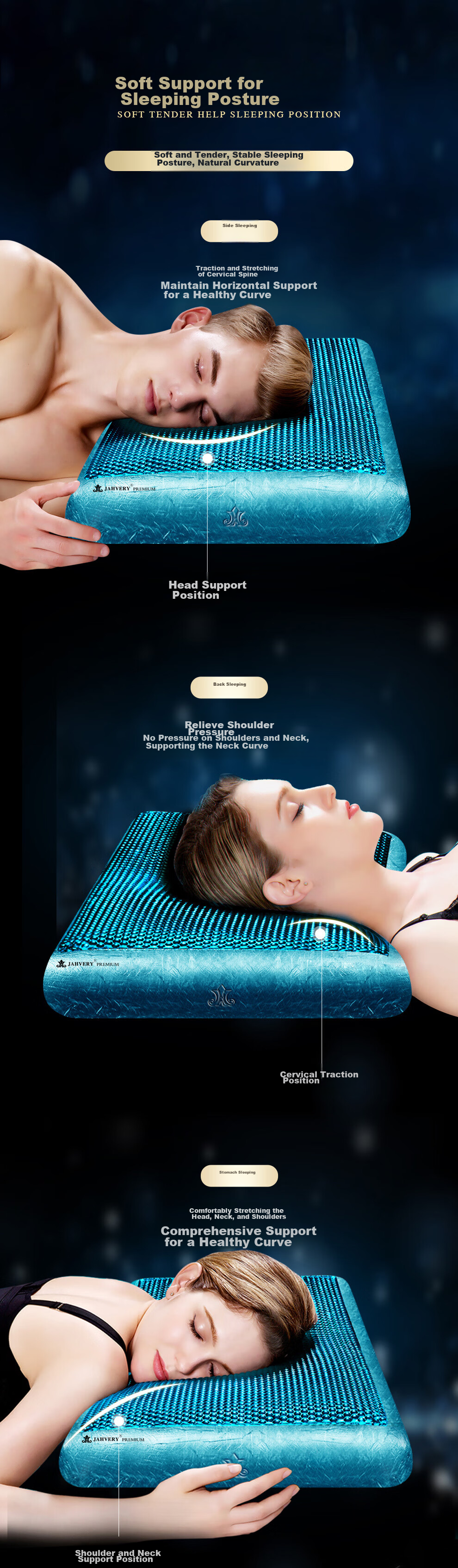 JAHVERY Pillow, Cervical Pillow for Adults, Sleeping Neck Support Pillow, Memory Foam Pillow, Gel Pillow, Miami II Series, 8cm 5