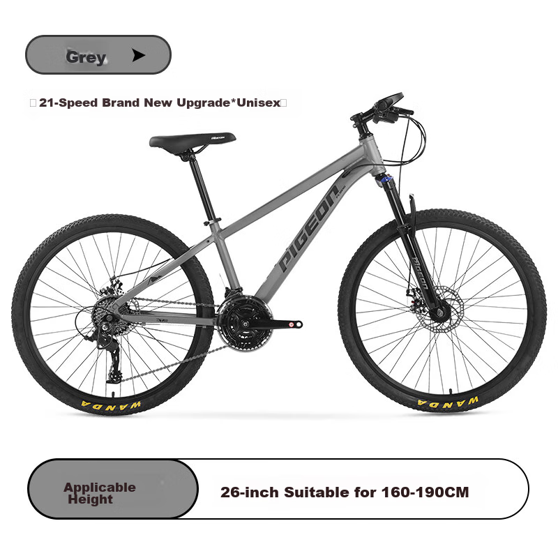 FG FLYING PIGEON Bicycle for Older Children, 21-Speed Mountain Bike, Youth Shock-Absorbing Bicycle, Student Pedal Bike, 26-Inch, Gray