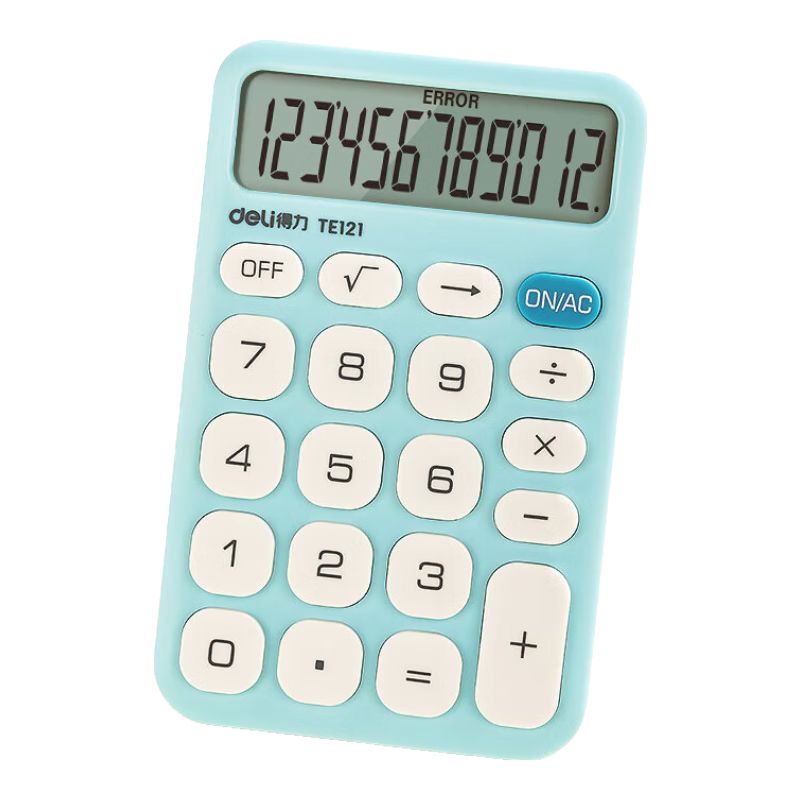 Deli Slim Portable Calculator, 12-Digit Display Financial/personal Calculator for Children, Office/study Supplies, TE121 Blue