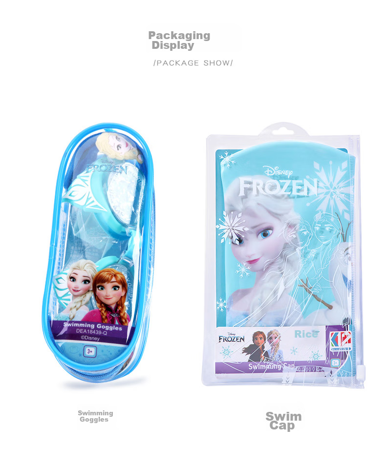 Disney Children's Swimming Goggles for Girls, Silicone Waterproof Anti-Fog High-Definition Professional Training Swim Goggles EA20302-Q Ice Blue 10