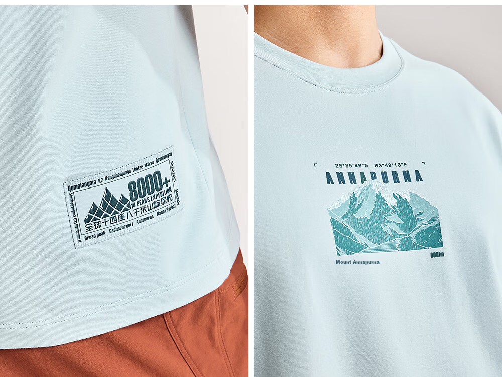 KAILAS Unisex Annapurna Peak Cotton T-Shirt Spring Summer Outdoor Hiking Breathable Short Sleeve Men Women 11