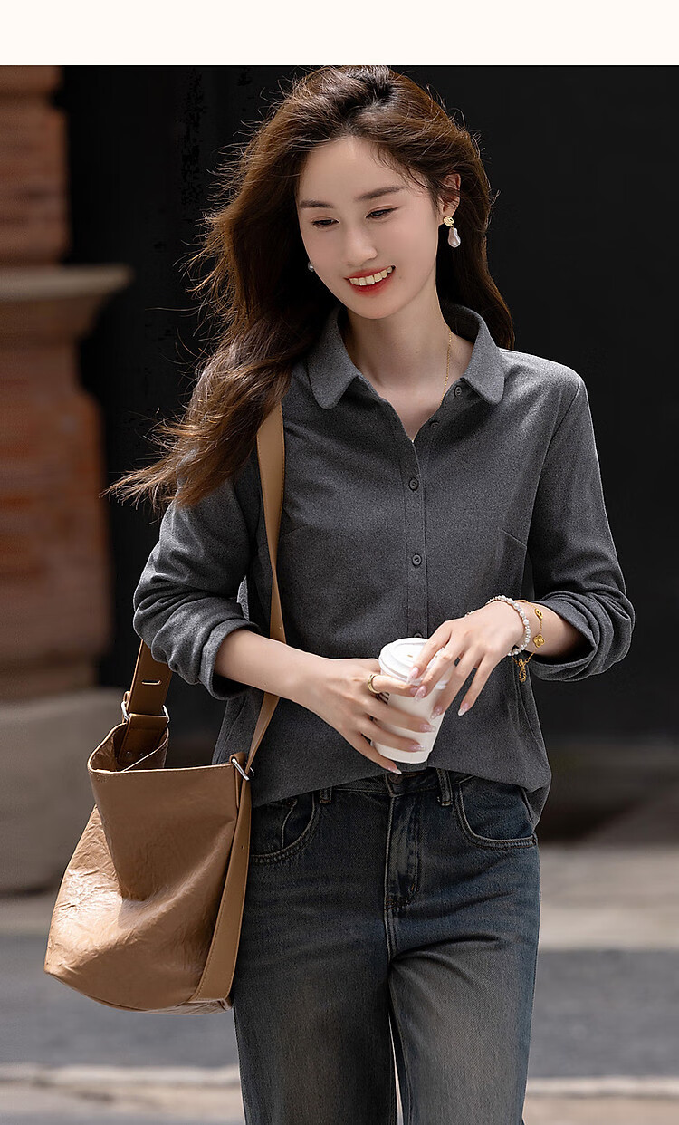 Dme [Luiri Xiaoxiang] Spring And Autumn French Yton Collar Moisturizing Warm Shirt Long Sleeve Elegant Blouse Women's Top 16