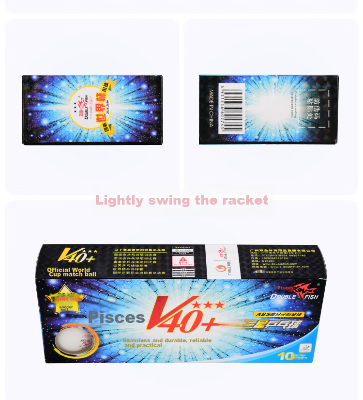 DOUBLE FISH Table Tennis Balls 3-Star Flying V40+ New Material ABS 3-Star Professional Match Balls White 10-Pack 8