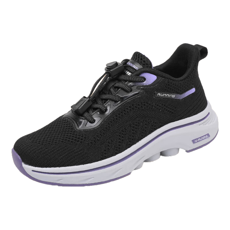 Anglerfish Summer Breathable Mesh Mom Casual Shoes Sports Walking Shoes Elderly Old Beijing Cloth Shoes A6000 Black 38