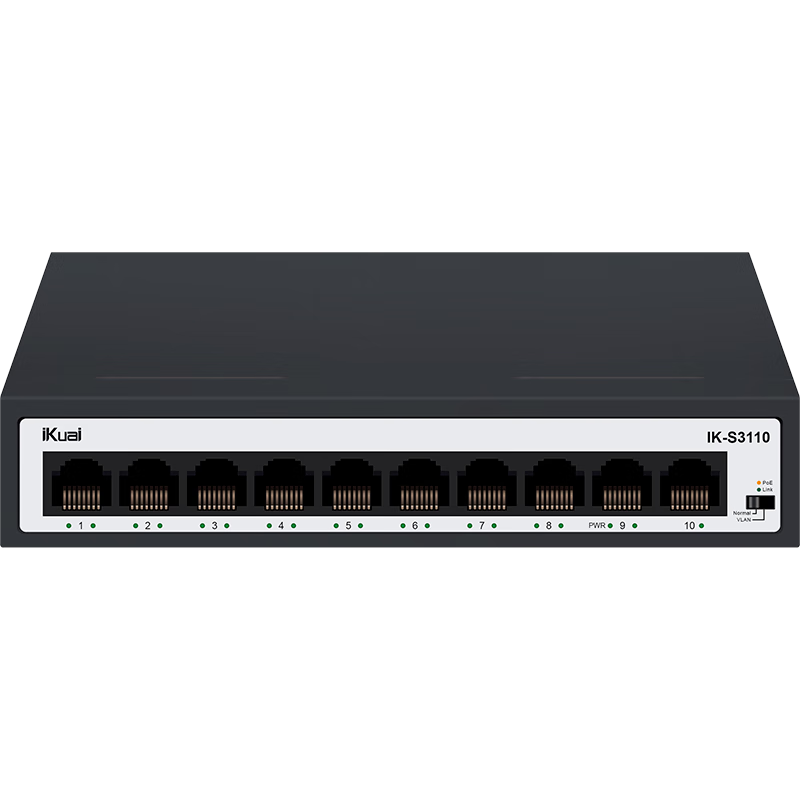 IKuai IK-S3110, 8-Port PoE Switch with 10 Gigabit Ports, Power Supply for Surveillance Cameras, Network Engineering Home And Enterprise Network Splitter, Plug And Play