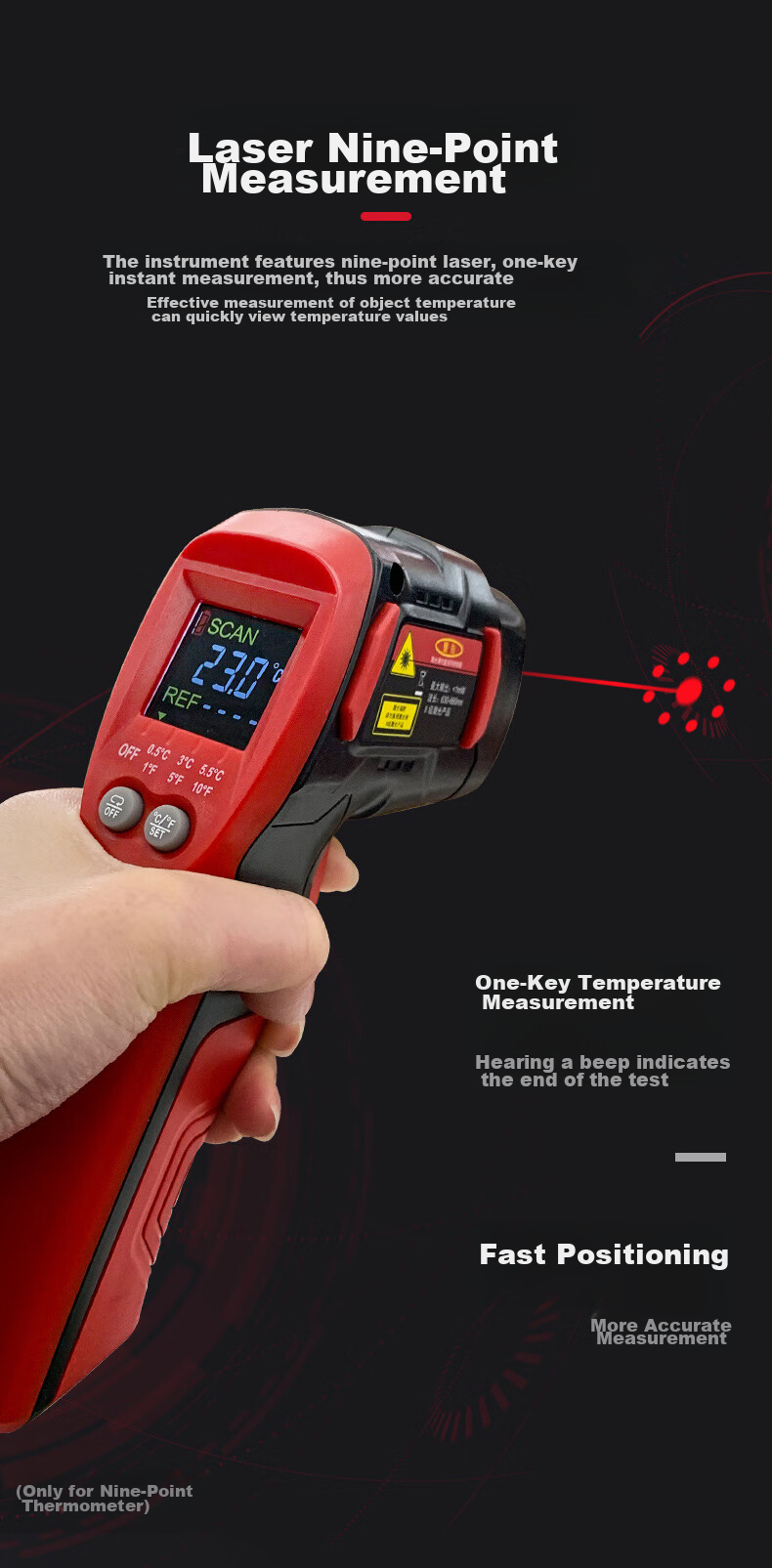 DELIXI ELECTRIC Infrared Thermometer, High-Precision Temperature Gun with Color Screen Display, Handheld Industrial-Grade Thermometer, Multi-Point Temperature Measurement 13
