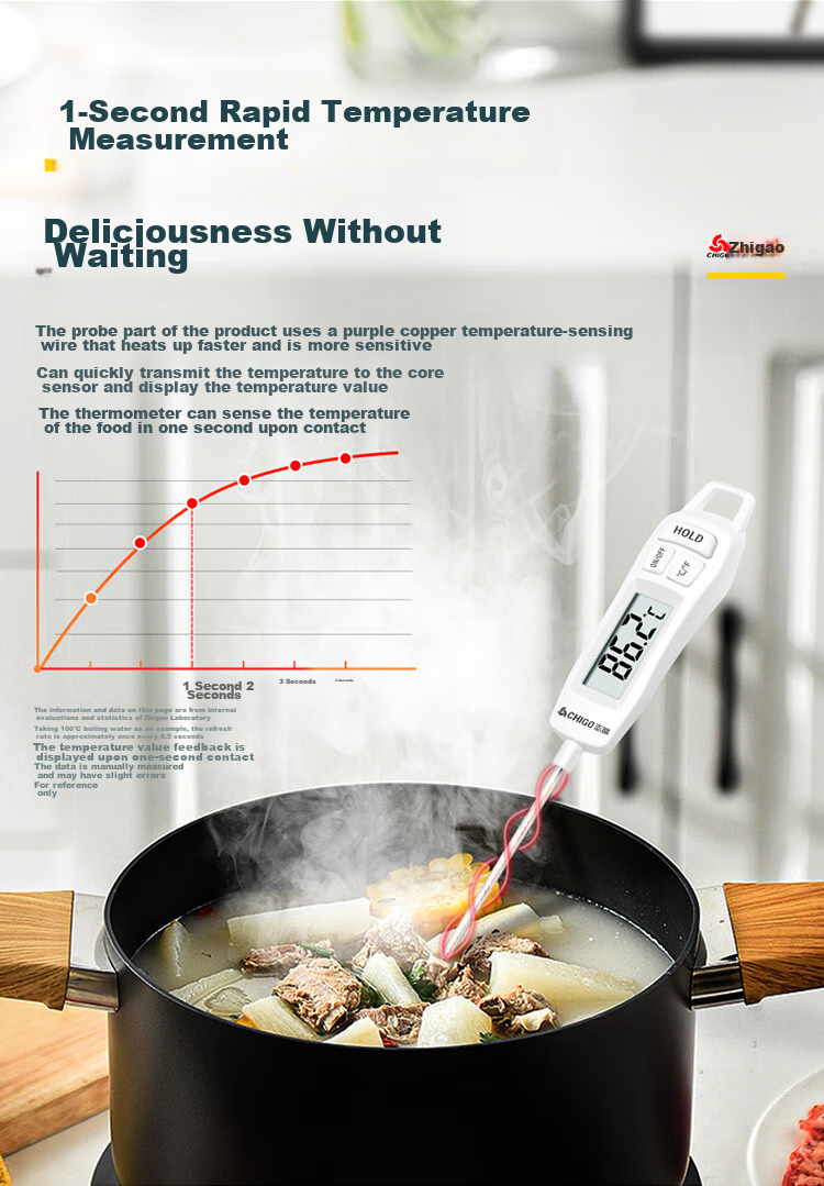 CHIGO Food Thermometer, 304 Stainless Steel, Scald-Proof, Quick Temperature Measurement, ZG-8010 Electronic Thermometer 6