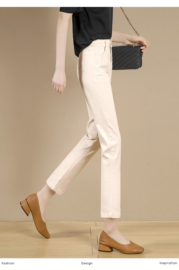 Cypress High-Waist Cropped Jeans 2026 Spring Summer New Korean Slim Straight Denim Pants for Women 8