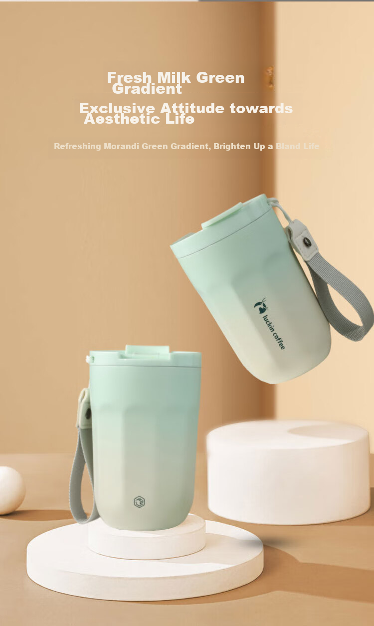 JD Original Insulated Mug, Portable Coffee Cup for Men And Women, Stainless Steel Water Bottle, Prairie Green, 400ml 7