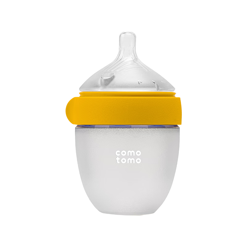 Como Tomo Silicone Baby Bottle 2nd Generation Newborn Upgrade Weaning Bottle (0-3 Months) Breast Milk Simulation Bottle 150ml Yellow