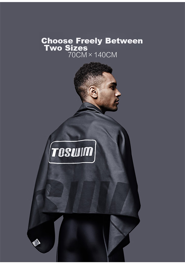 TOSWIM Quick-Drying Bath Towel, Swimming Towel, Sports Fitness Absorbent Towel, Travel Towel, Fast-Drying, Black And Silver, 140*70 5