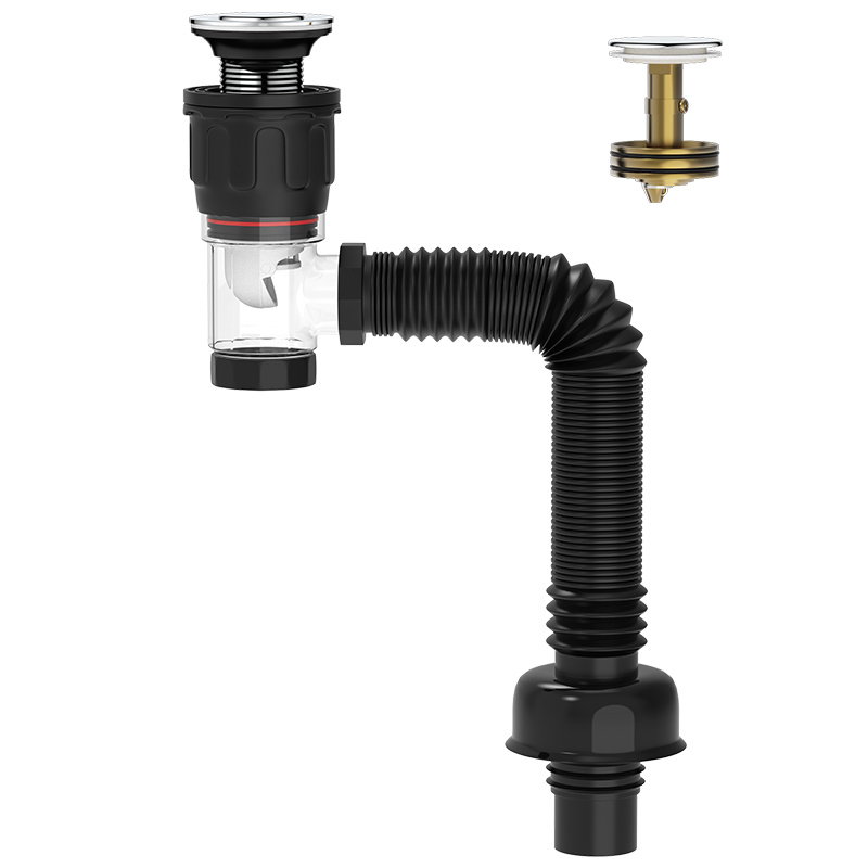 KEGOO Sink Drain Kit, Pop-Up Washbasin Drain Pipe, Horizontal Drainage Pipe, Sink Drainer, Anti-Odor And Anti-Insect K5043