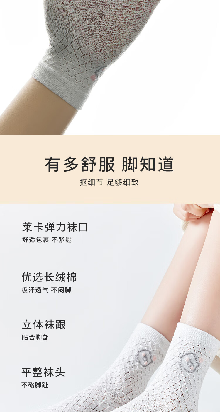 MiiOW Children's Socks, Girls' Mesh Cotton Socks, Breathable Short Socks for Spring And Summer, Boat Socks, Sports Socks (18-20cm) 4
