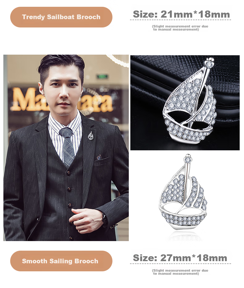 Dijing Chest Pin, Men's Sailboat Brooch, Suit Lapel Flower, High-End Lapel Pin, Luxury Medal, Birthday Gift for Me 8