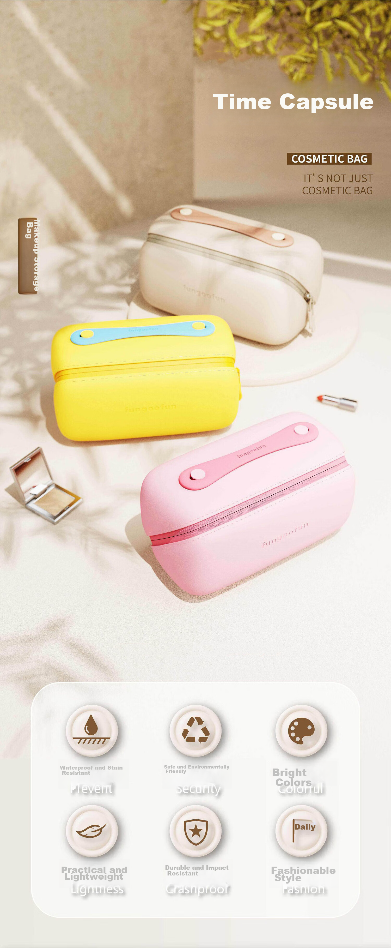 Fanyejia Shell Makeup Bag, Large Capacity Handheld Travel Portable Multifunctional Toiletry Bag, Cosmetics And Skincare Storage Pouch 1