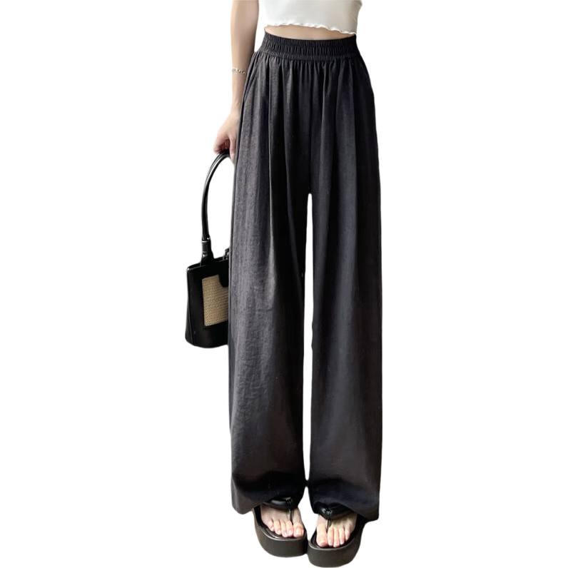 LangSha Lazy Style High Waist Loose Fit Floor-Length Pants for Women Spring and Summer Casual Wide Leg Pants