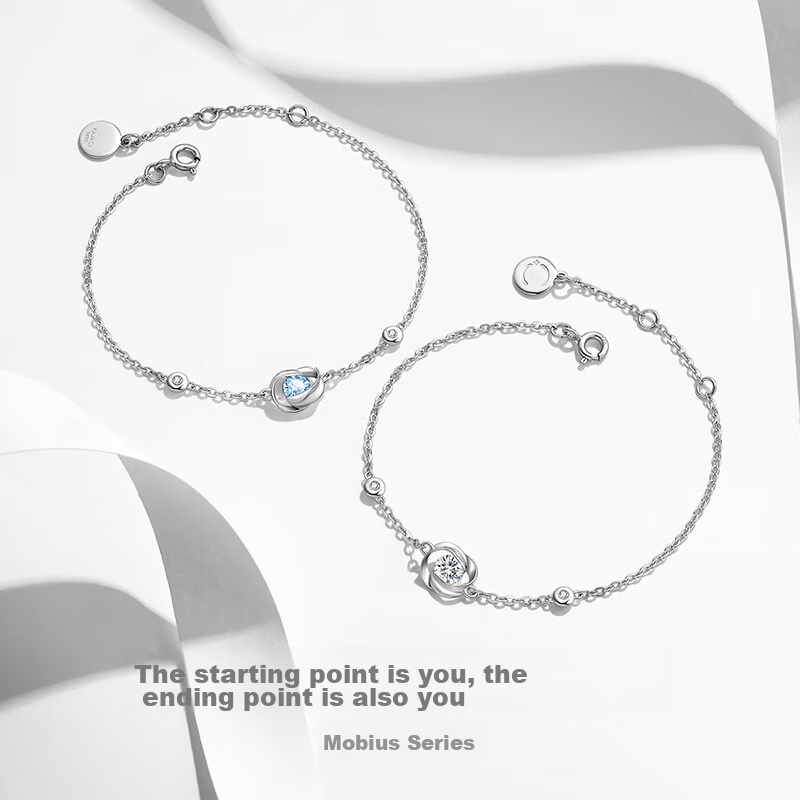 Fanci Love at First Sight Bracelet for Women, Silver Jewelry Rose Flower Blue Necklace Birthday Confession Anniversary Gift for Girlfriend
