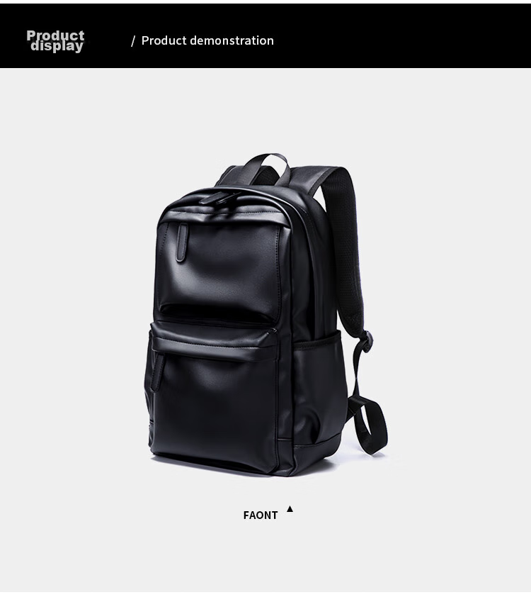 GOLF Men's Backpack, 14-Inch Laptop Bag, Soft Leather Travel Bag for Business Trips, Water-Resistant Casual Student Schoolbag 17