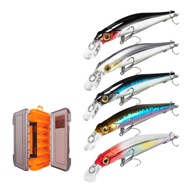 Guowangluya Lure Fishing Bait Set, Sinking Minnow Lure, Topmouth Culter Bait, Long-Distance Casting for Freshwater Sea Bass And Snakehead Fish, 9g Set