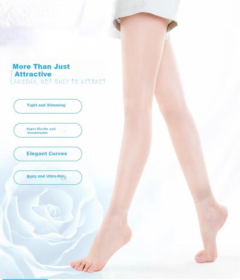 Mianshisan Women's Summer Thin Nine-Point Anti-Snag Invisible Transparent Black Nude Color Seamless Pantyhose without Foot Opening 3