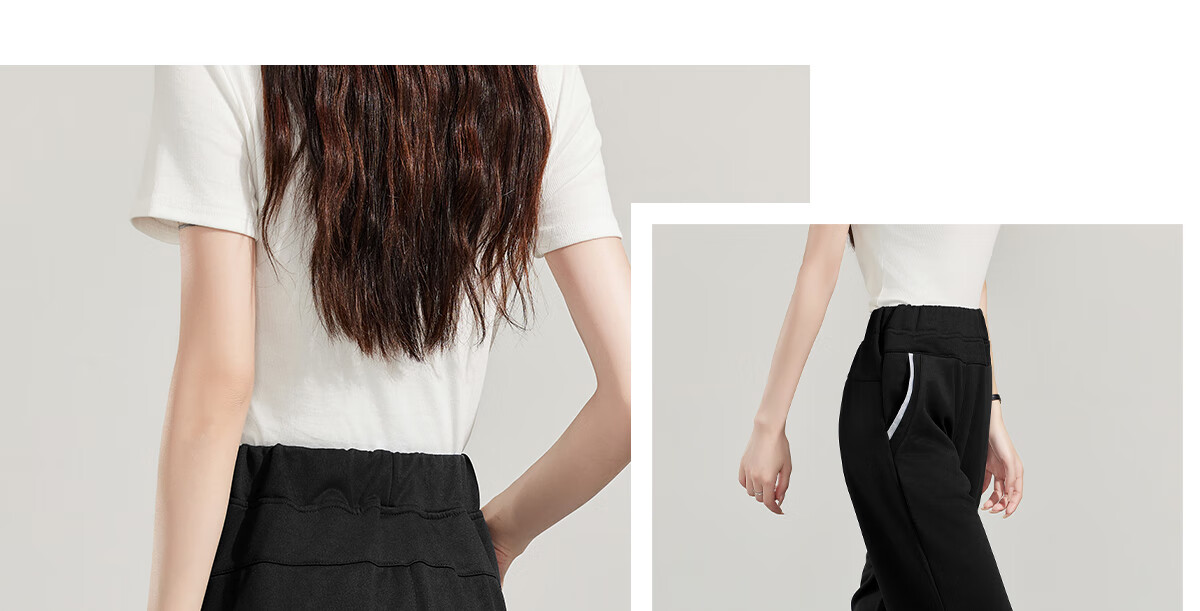 PinCai Women's Sports Pants Simple Solid Color Loose Straight Leg Elastic Waist Casual Pants P12KK5812 20