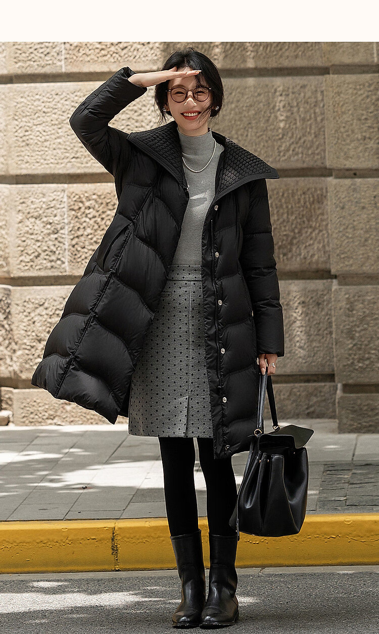 Dme [400T Spring Yarn] Winter Lightweight 90% Duck Down, Large Lapel, Wrinkle-Resistant, Adjustable Waist, Women's down Jacket 9