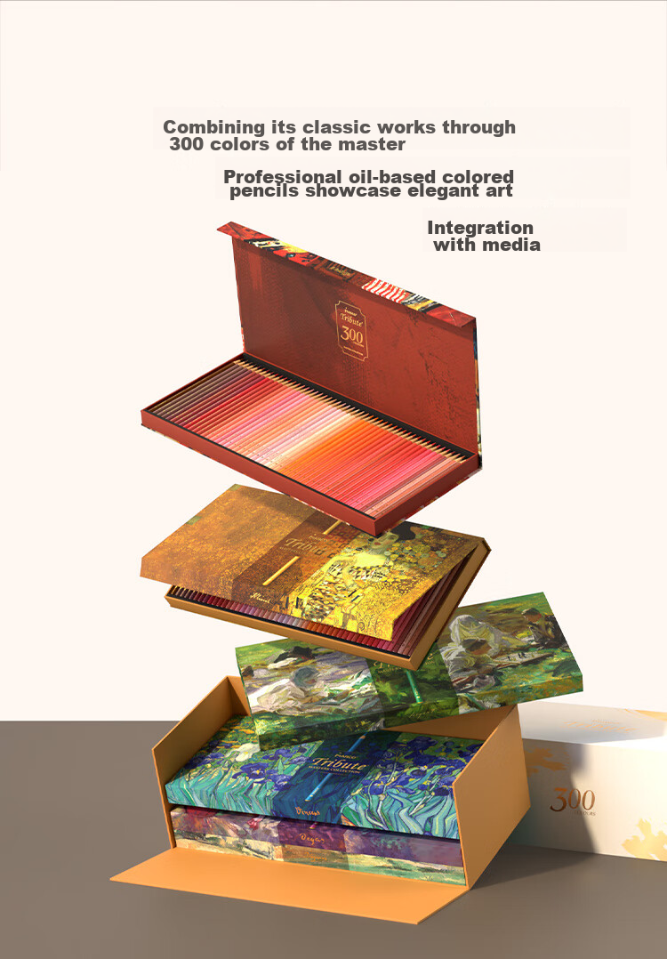 MARCO Master Series Oil-Based Colored Pencils Art Student Special Set, Colorful Pencils Birthday Back-To Gift, Master Gift Box [300-Color Gift Box] 4