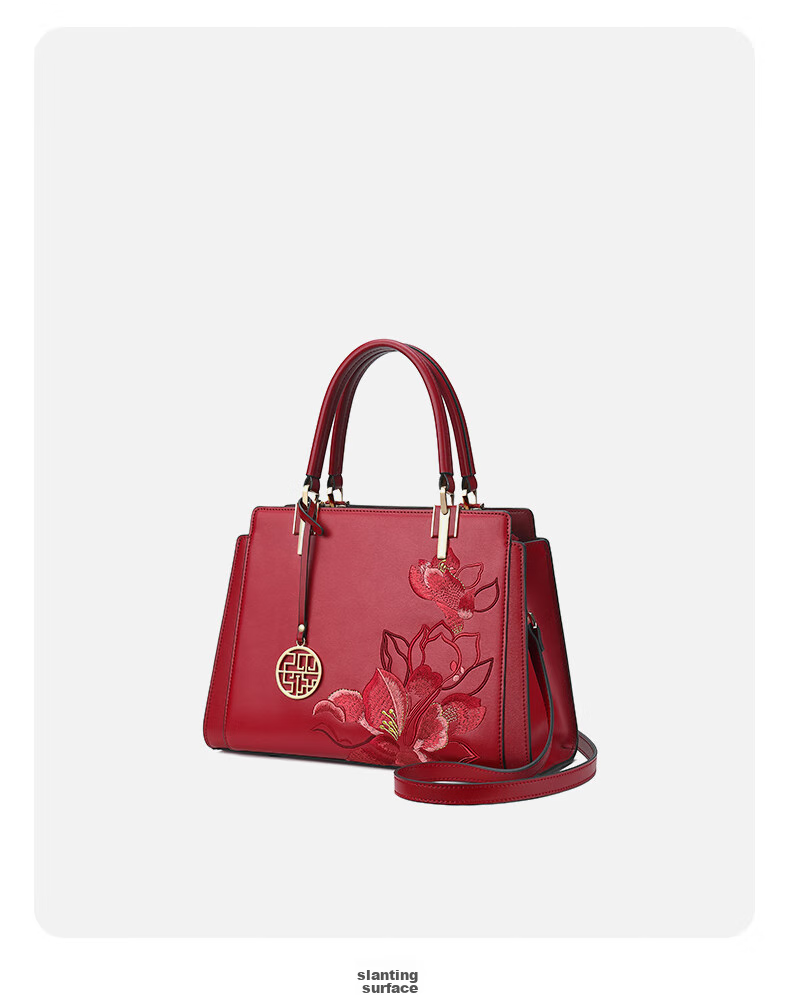 PmSix Women's Handbag, New Style, Practical Birthday Gift for Mom, Cowhide Chinese-Style Embroidery, Large Capacity, Middle-Aged Ladies' Tote Bag 21