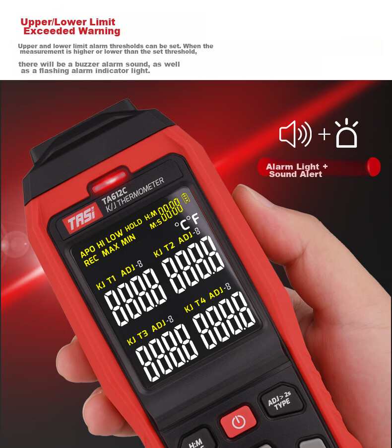 Teans Thermocouple Temperature Meter Multi-Channel Temperature Tester Recorder Contact Thermometer TA612C 6