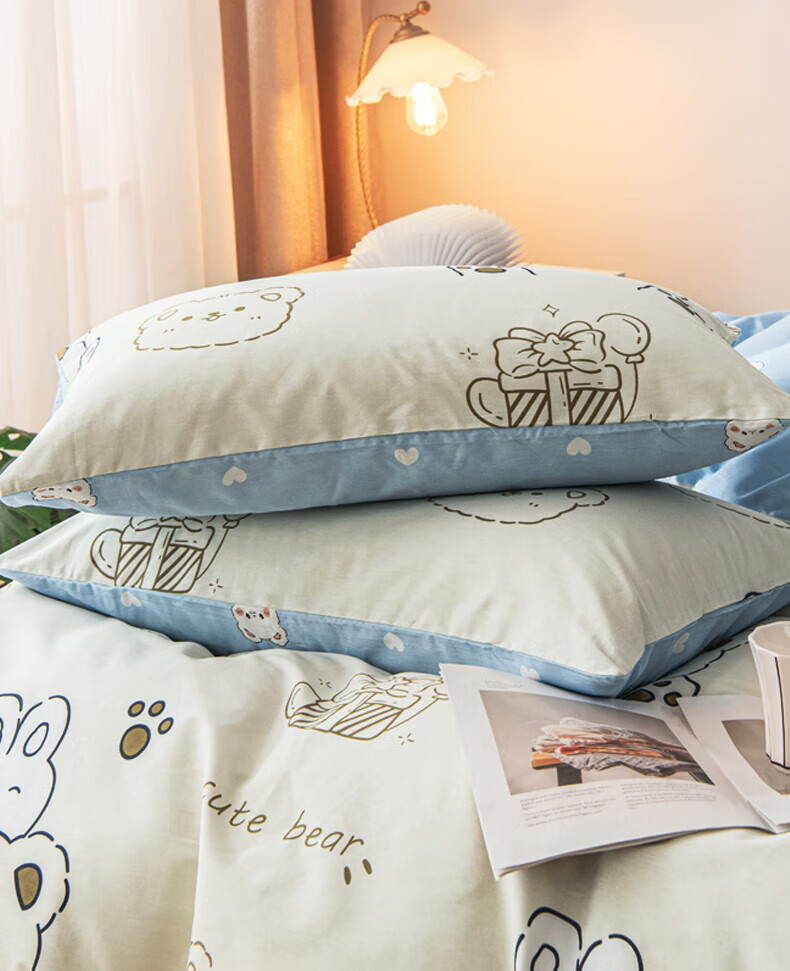 Grace Class 7A Antibacterial Pure Cotton Bedding Set for Single Dormitory, Includes Bed Sheet And Duvet Cover, 1.5*2 Meters, 1.2m Bed, Mengmengxiong 6