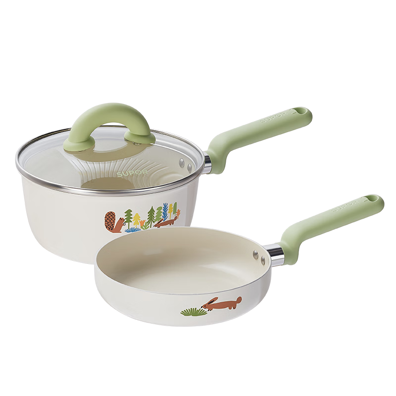 SUPOR Non-Stick Milk Pot, Flat Bottom Baby Food Pot, Noodle Soup Pot, Hot Milk And Instant Noodle Ceramic Pot, Compatible with Induction And Gas Stoves, 18cm