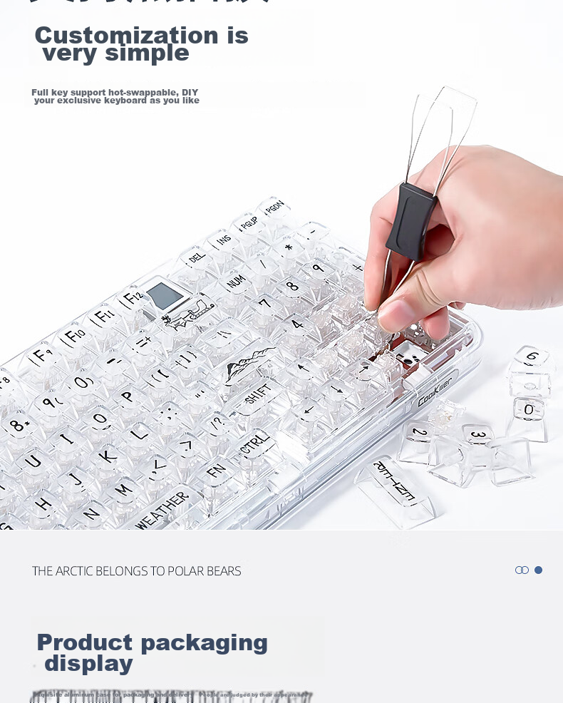 CoolKiller CK98ultra Wireless Bluetooth Tri-Mode Transparent Customizable Polar Bear Mechanical Keyboard Hot-Swappable High-Performance Gaming E-Sports Office Home 10