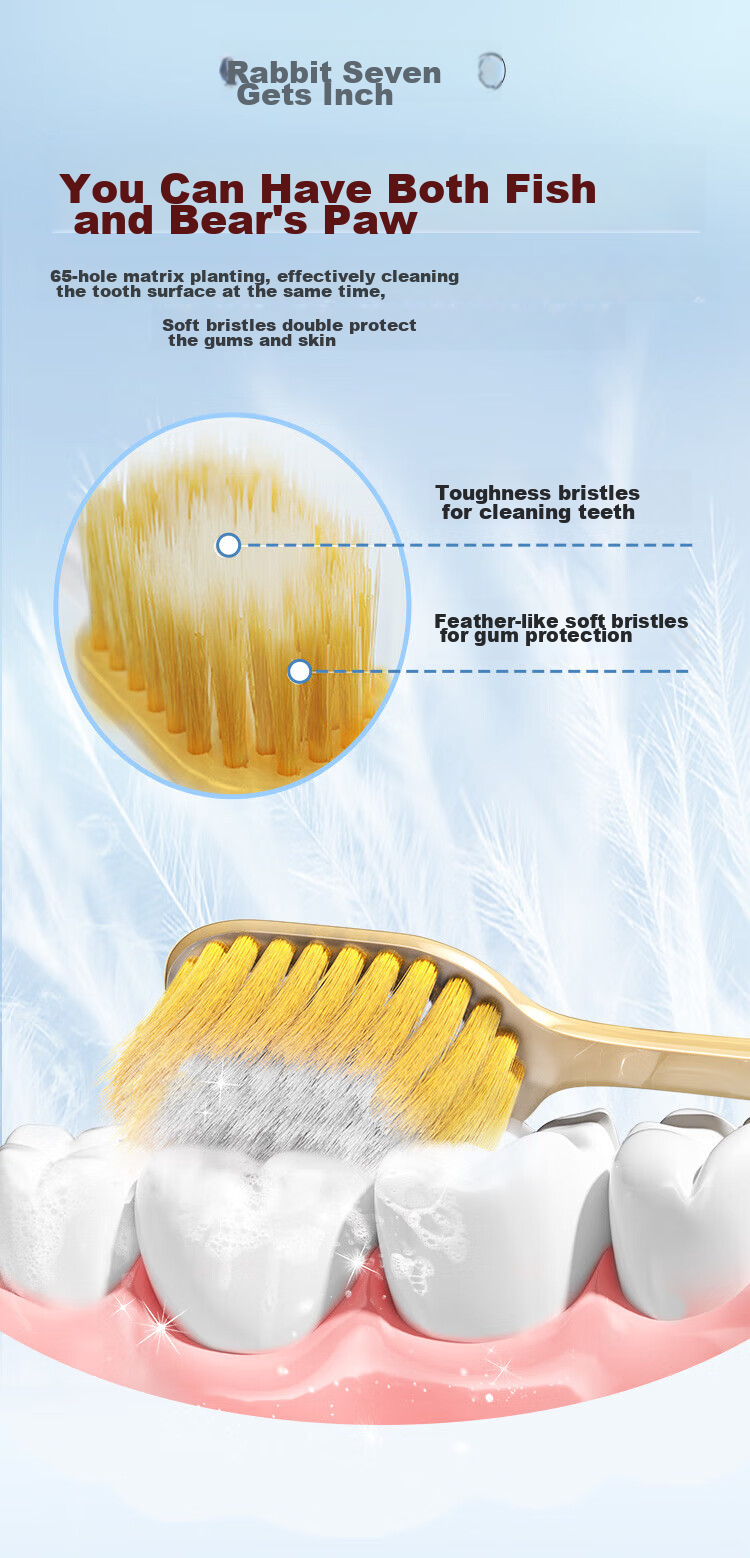 CCOKIO Japanese High-End 68-Hole Wide-Head Soft Bristle Toothbrush for Men, Women And Teenagers, Set of 4 3