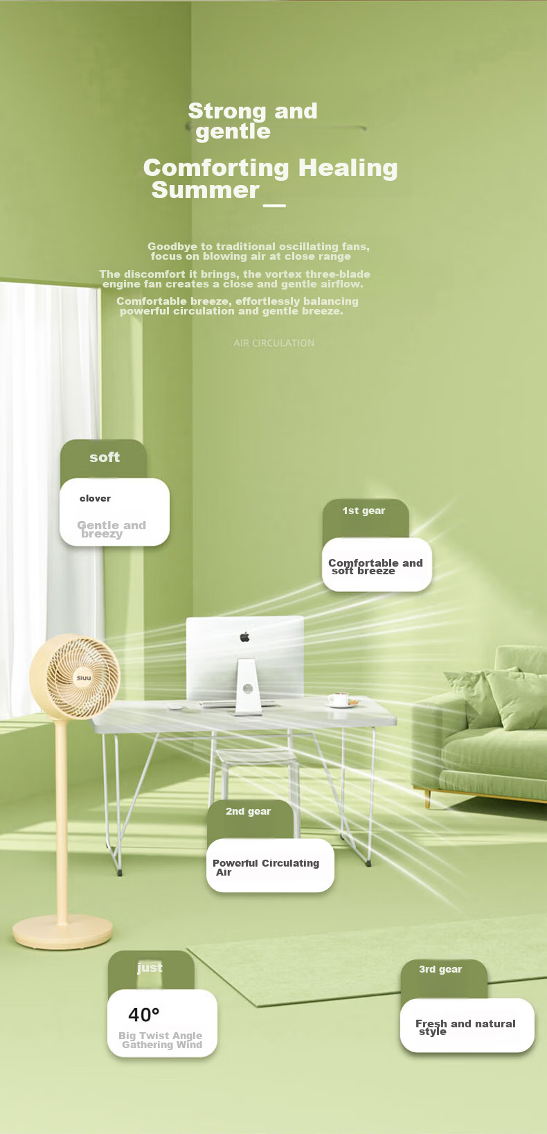Xiyou Air Circulation Fan High Airflow Oscillating Remote Control Electric Fan Home Desktop Powerful Floor Standing Ventilation Fan Ultra Quiet Bedroom Dormitory Energy-Saving Cooling Small Fan 8