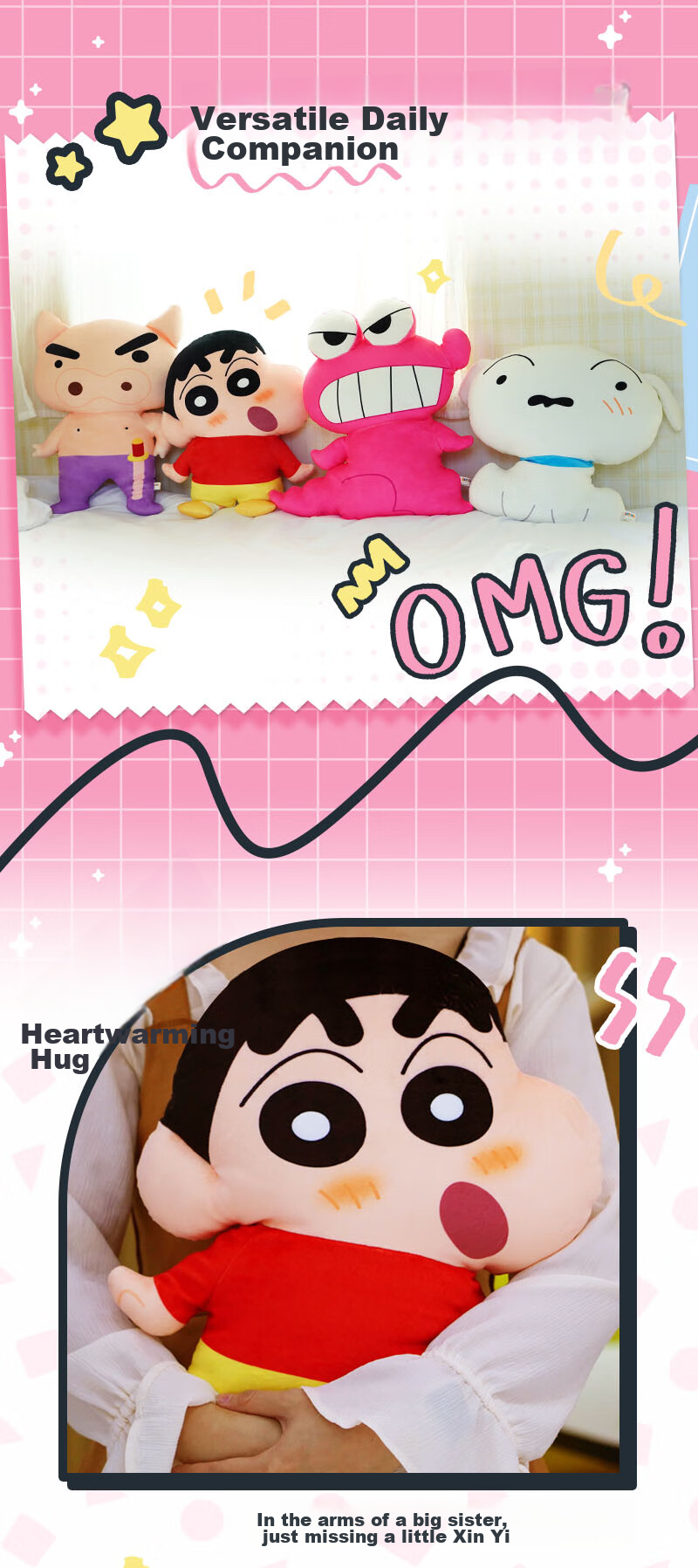 LDCX Crayon Shin-Chan Plush Toy, Bouncy Back Pillow, Sleeping Stuffed Animal, Anime Doll, Hugging Pillow, Birthday And New Year Gift 10