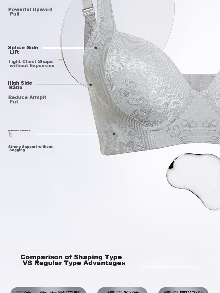 Aimer Push-Up Side Support Adjustable Large Bust Minimizer Sexy Plus Size Bra AM11571 Gray A75 3