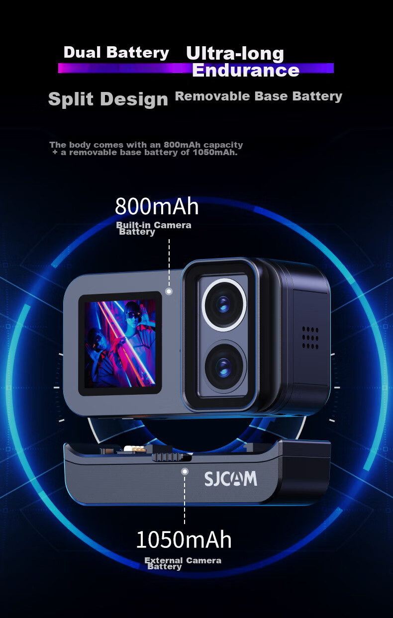 SJCAM SJ20 Night Shooting Dual Lens Anti-Shake Waterproof Action Camera Motorcycle Helmet Riding Recorder Outdoor Live Streaming Pre-Recording Vlog Fishing Head-Mounted Camera 128 6