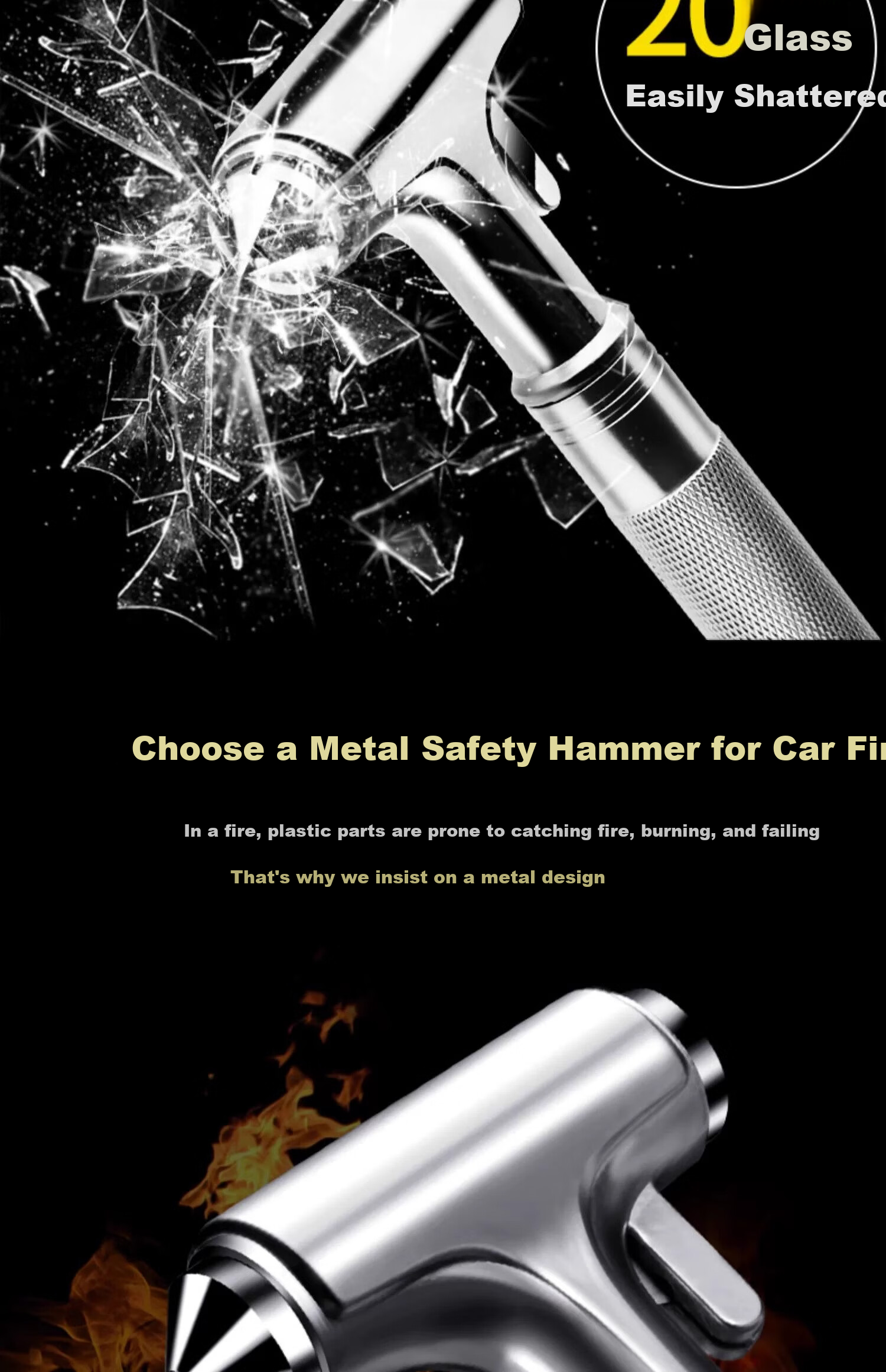 Heimang Car Safety Hammer, Multi-Functional Life-Saving Hammer, Escape Window Breaker, Survival Hammer [Tungsten Steel Model], Safety Hammer 5